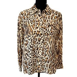 NEW SEE U SOON Leopard Print Button Down Long Sleeve Shirt Size XS